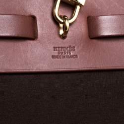 Pre Owned Hermes Cacao/Natural Canvas and Leather Herbag Zip 39 Bag