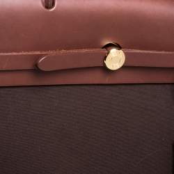 Pre Owned Hermes Cacao/Natural Canvas and Leather Herbag Zip 39 Bag