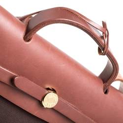 Pre Owned Hermes Cacao/Natural Canvas and Leather Herbag Zip 39 Bag