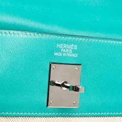 Pre Owned حقيبة هيرمس كيلي ريتورن 35 جلد سويفت وتوال لاغون إكسسوار بلاديوم 35