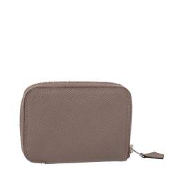 مملوكة مسبقًا Hermes Taupe Epsom Leather Zip Around Compact Wallet