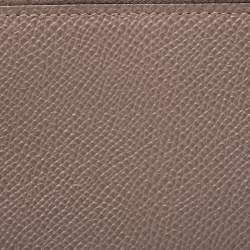 مملوكة مسبقًا Hermes Taupe Epsom Leather Zip Around Compact Wallet