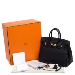 Hermes Black Togo Leather Birkin 25 Bag