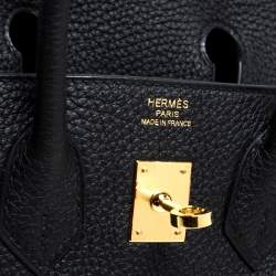 Hermes Black Togo Leather Birkin 25 Bag