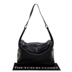 Pre Owned Hermes Black Taurillon Clemence Leather Palladium Hardware Lindy 34 Bag