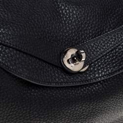 Pre Owned Hermes Black Taurillon Clemence Leather Palladium Hardware Lindy 34 Bag