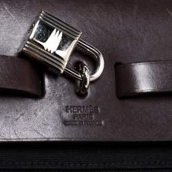 Pre Owned حقيبة هيرمس هيرباغ جلد وكانفاس بنية/ سوداء بسحاب 31