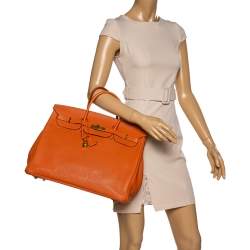 Hermes Feu Togo Leather Gold Hardware Birkin 40 Bag
