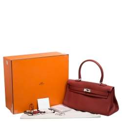 Hermes Sanguine Taurillon Clemence Leather Palladium Hardware Shoulder Kelly 42 Bag