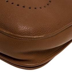 Pre Owned Hermes Gold Taurillon Clemence Leather Evelyne III GM Bag