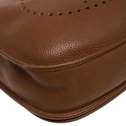 Pre Owned Hermes Gold Taurillon Clemence Leather Evelyne III GM Bag