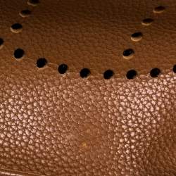 Pre Owned Hermes Gold Taurillon Clemence Leather Evelyne III GM Bag