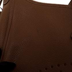 Pre Owned Hermes Gold Taurillon Clemence Leather Evelyne III GM Bag