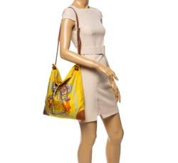 Pre Owned Hermès Yellow Brides de Gala Silk and Leather MM Silky City Bag