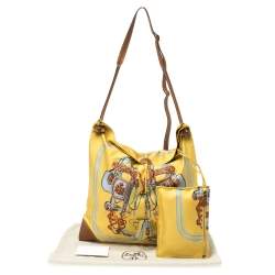 Pre Owned Hermès Yellow Brides de Gala Silk and Leather MM Silky City Bag