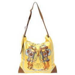 Pre Owned Hermès Yellow Brides de Gala Silk and Leather MM Silky City Bag