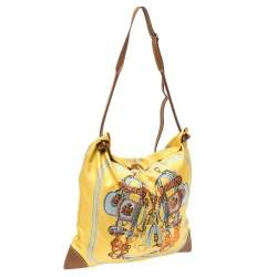 Pre Owned Hermès Yellow Brides de Gala Silk and Leather MM Silky City Bag