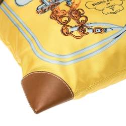 Pre Owned Hermès Yellow Brides de Gala Silk and Leather MM Silky City Bag