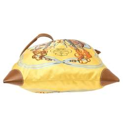 Pre Owned Hermès Yellow Brides de Gala Silk and Leather MM Silky City Bag