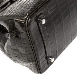 Hermes Ardoise Shiny Porosus Crocodile Palladium Hardware Birkin 30 Bag