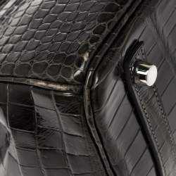 Hermes Ardoise Shiny Porosus Crocodile Palladium Hardware Birkin 30 Bag