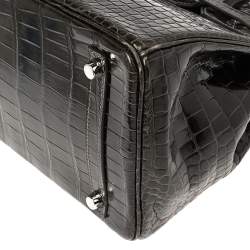 Hermes Ardoise Shiny Porosus Crocodile Palladium Hardware Birkin 30 Bag