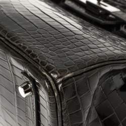 Hermes Ardoise Shiny Porosus Crocodile Palladium Hardware Birkin 30 Bag