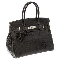 Hermes Ardoise Shiny Porosus Crocodile Palladium Hardware Birkin 30 Bag