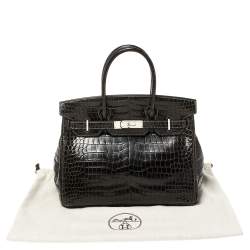 Hermes Ardoise Shiny Porosus Crocodile Palladium Hardware Birkin 30 Bag
