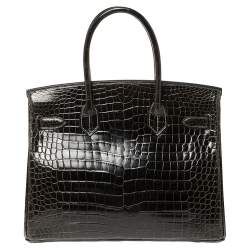 Hermes Ardoise Shiny Porosus Crocodile Palladium Hardware Birkin 30 Bag