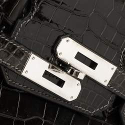 Hermes Ardoise Shiny Porosus Crocodile Palladium Hardware Birkin 30 Bag