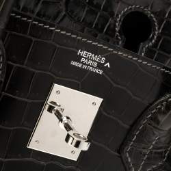 Hermes Ardoise Shiny Porosus Crocodile Palladium Hardware Birkin 30 Bag
