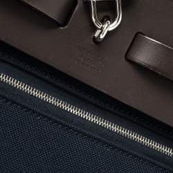 مملوكة مسبقًا حقيبة هيرمس هيرباغ جلد وكانفاس أزرق كحلي/ بني بسحاب 31