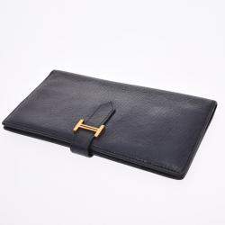 Pre Owned Hermes Black Leather Bearn Wallet
