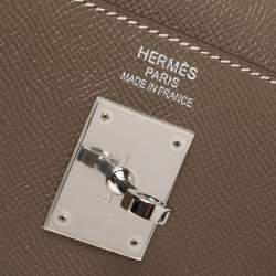 Pre Owned Hermes Etoupe Epsom Leather Palladium Hardware Kelly Sellier 35 Bag