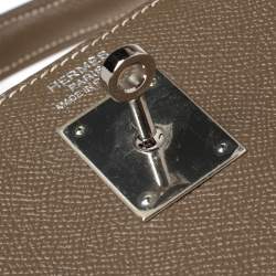Pre Owned Hermes Etoupe Epsom Leather Palladium Hardware Kelly Sellier 35 Bag
