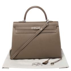 Pre Owned Hermes Etoupe Epsom Leather Palladium Hardware Kelly Sellier 35 Bag