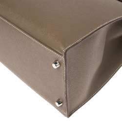 Pre Owned Hermes Etoupe Epsom Leather Palladium Hardware Kelly Sellier 35 Bag
