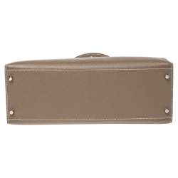 Pre Owned Hermes Etoupe Epsom Leather Palladium Hardware Kelly Sellier 35 Bag