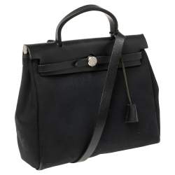 Pre Owned Hermès Black Canvas and Leather Herbag Zip 31 Bag