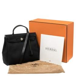 Pre Owned Hermès Black Canvas and Leather Herbag Zip 31 Bag
