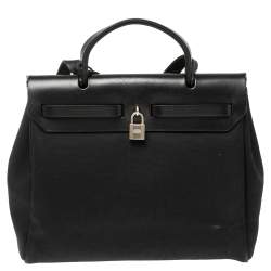 Pre Owned Hermès Black Canvas and Leather Herbag Zip 31 Bag
