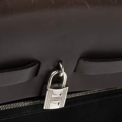 Pre Owned Hermes Black/Cacao Canvas and Leather Herbag Zip 39 Bag