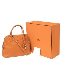 Pre Owned Hermes Orange Togo Leather Bolide 31 Bag