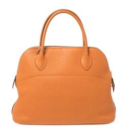 Pre Owned Hermes Orange Togo Leather Bolide 31 Bag