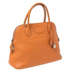 Pre Owned Hermes Orange Togo Leather Bolide 31 Bag