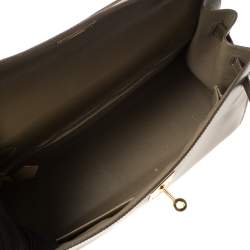 Pre Owned Hermes Lichen Tadelakt Leather Gold Hardware Kelly Sellier 32 Bag