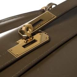 Pre Owned Hermes Lichen Tadelakt Leather Gold Hardware Kelly Sellier 32 Bag