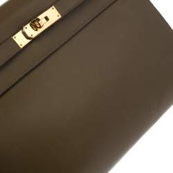 Pre Owned Hermes Lichen Tadelakt Leather Gold Hardware Kelly Sellier 32 Bag