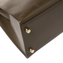 Pre Owned Hermes Lichen Tadelakt Leather Gold Hardware Kelly Sellier 32 Bag